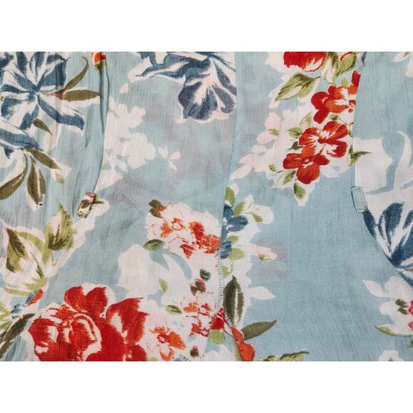 Orientique Australian Dress 1X Sheer Boho Resort Wear Crinkle Hawaiian Floral - Picture 7 of 9